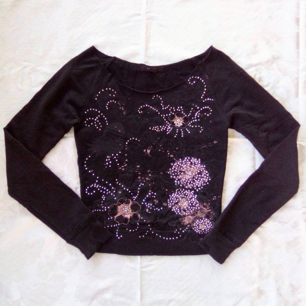 Floral Express Top with Jewel Studs.